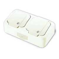 РОЗЕТКА VI-KO PALMIYE БЕЛАЯ 2-НАЯ С/З С КРЫШКОЙ НАКЛАДНАЯ IP54 (90555488)